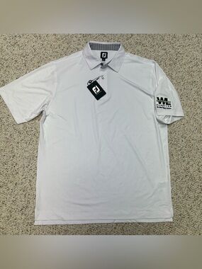 NWT Men's FootJoy Golf Polo Size XL White Solid Lisle Shirt Embroidered